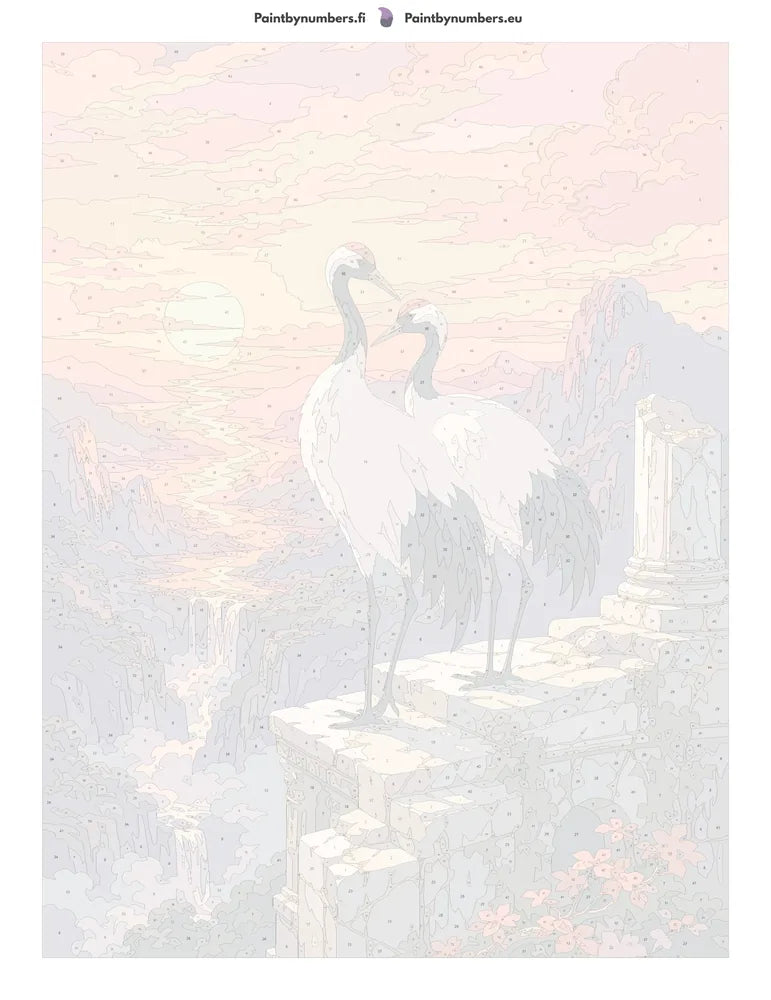 Numbered canvas - Two Cranes at Sunset 60x80cm