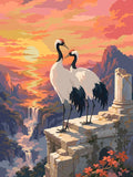 Thumbnail for Two cranes on the ruins at sunset Paint By Numbers