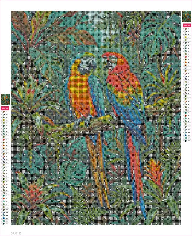 Two Macaws diamond painting adhesive canvas 40x50cm