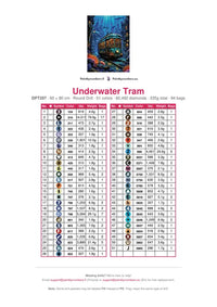 Thumbnail for DMC color chart for Underwater Tram diamond painting - 51 colors