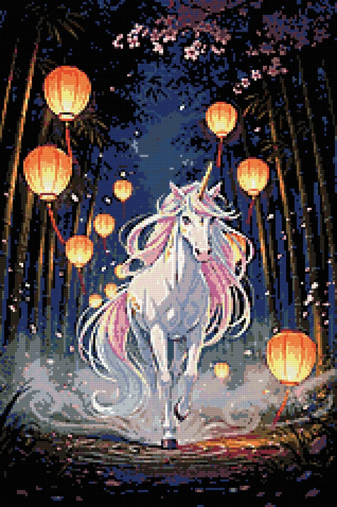 Diamond Pattern - Unicorn in Lantern Light
