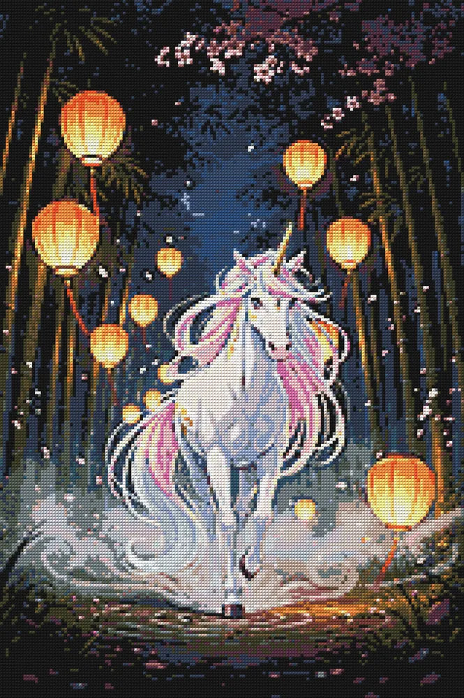 Diamond Pattern - Unicorn in Lantern Light