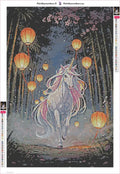 Thumbnail for Unicorn in Lantern Light diamond painting adhesive canvas 40x60cm