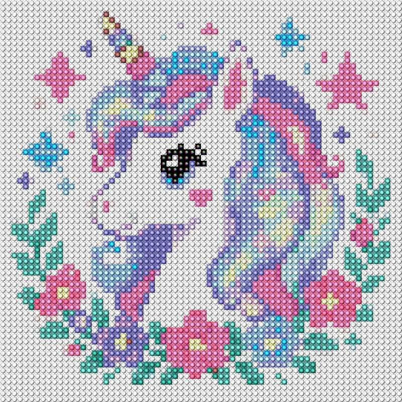 Diamond painting pattern chart - Unicorn Portrait