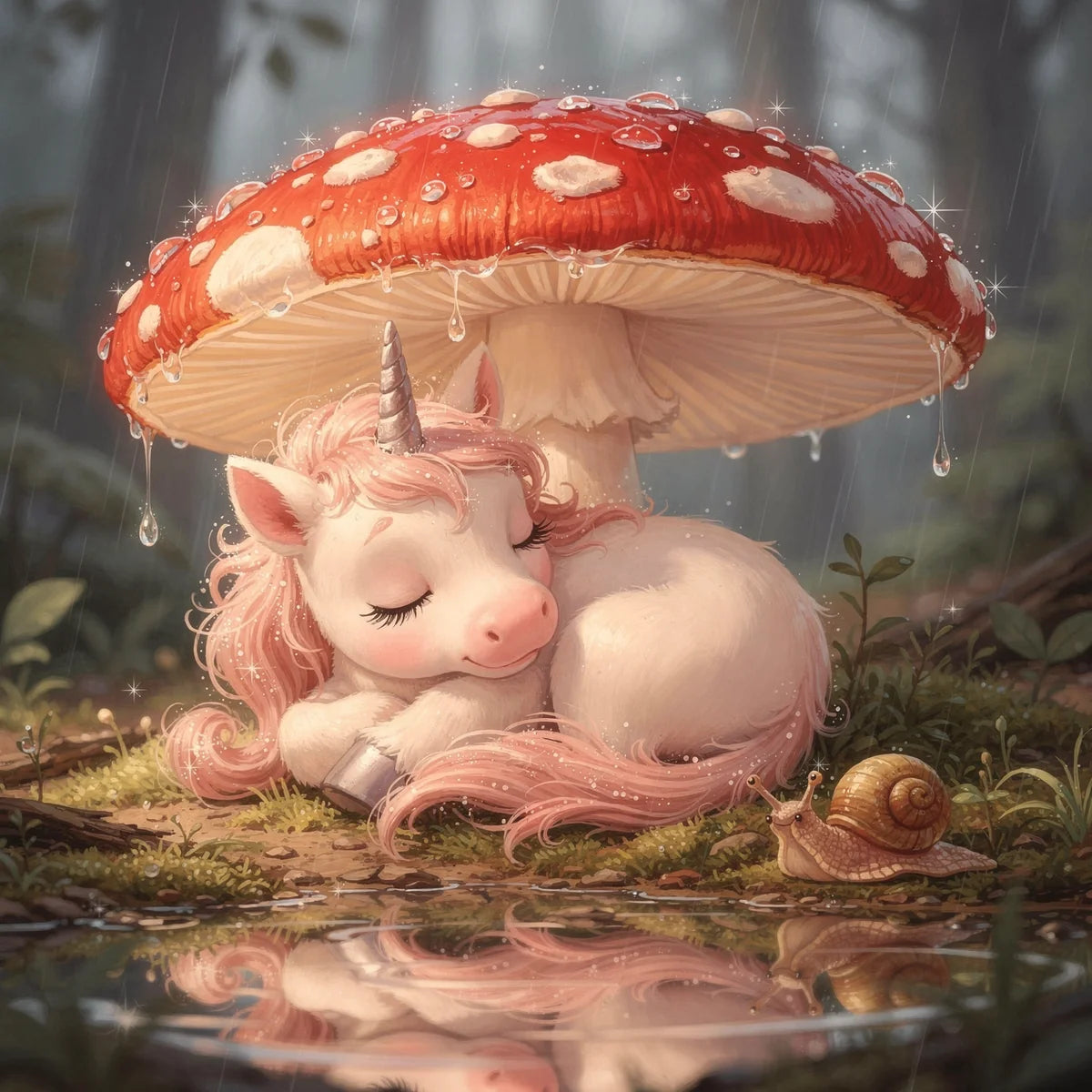 Diamond painting Unicorn Under Toadstool