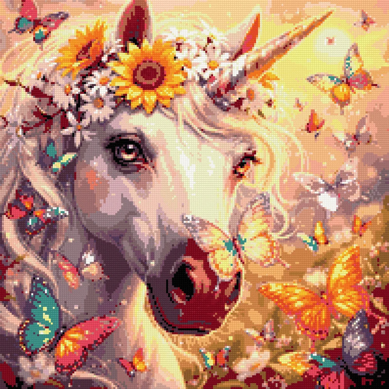 Diamond pattern - Unicorn with Butterflies