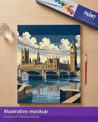 Thumbnail for Illustration of the finished paint by numbers - United Kingdom Travel Poster 40x50cm