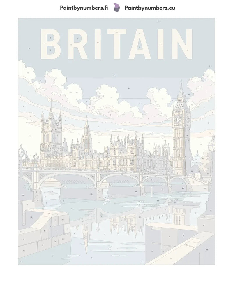 Numbered canvas - United Kingdom Travel Poster 40x50cm