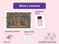 Thumbnail for What is included in the Vegetable Orchestra diamond painting kit - adhesive canvas, reference sheet, tools and numbered drill bags