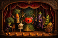 Thumbnail for Diamond Painting of a vegetable orchestra performing on an opera stage with red curtains.