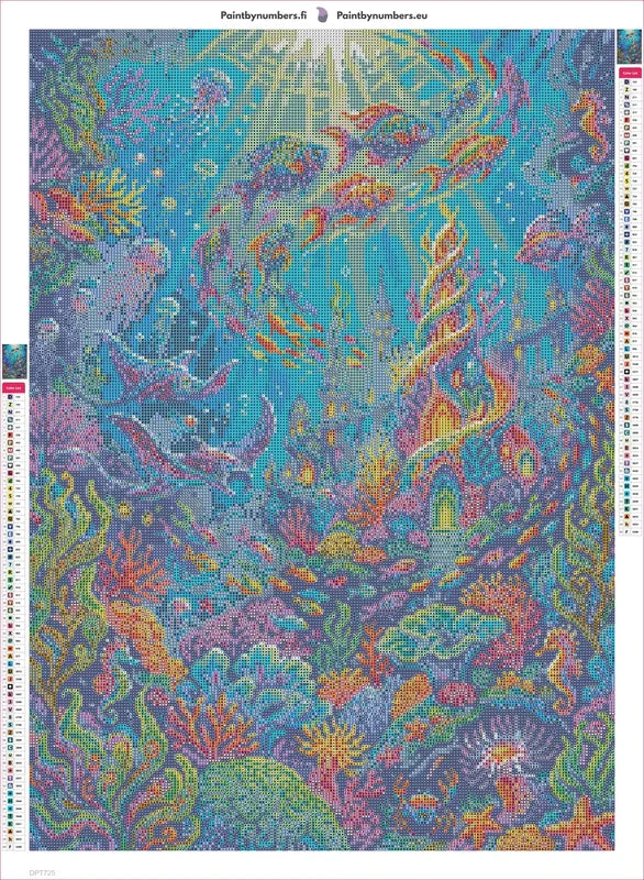 Diamond painting adhesive canvas preview - Vibrant Underwater Fantasy World