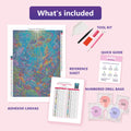 Thumbnail for What is included in the Vibrant Underwater Fantasy World diamond painting kit - adhesive canvas, reference sheet, tools and numbered drill bags