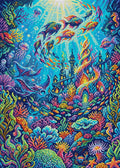 Thumbnail for Vibrant Underwater Fantasy World, 50x70 cm diamond painting – full design preview without the close-up inset