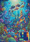 Thumbnail for Vibrant Underwater Fantasy World, 50x70 cm diamond painting – finished design preview with a close-up of square drills