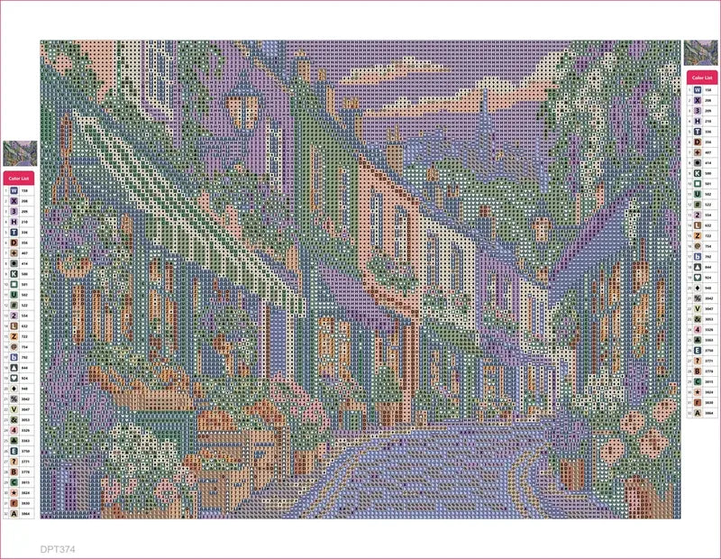 Diamond painting adhesive canvas preview - Victoria Street Market Morning