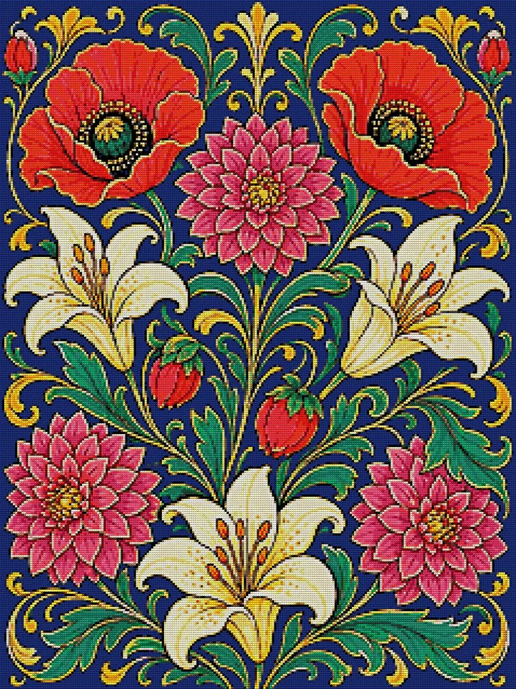 Diamond painting pattern chart - Victorian Botanical