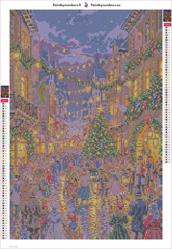 Diamond painting adhesive canvas preview - Victorian Christmas Street Festival