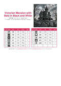 Thumbnail for DMC color chart for Victorian Mansion with Bats in Black and White diamond painting - 11 colors
