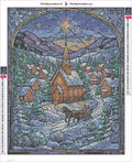 Thumbnail for Diamond painting adhesive canvas preview - Village Winter Night