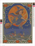 Thumbnail for Diamond painting adhesive canvas preview - Vintage Postcard Witch Over the Village