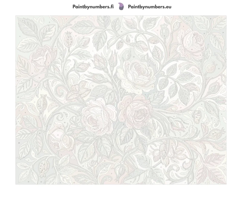Numbered canvas - Vintage Roses and Leaves 50x40cm