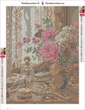 Thumbnail for Diamond painting adhesive canvas preview - Vintage Vanity Floral Still Life