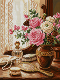Thumbnail for Vintage Vanity Floral Still Life, 30x40 cm diamond painting – full design preview without the close-up inset