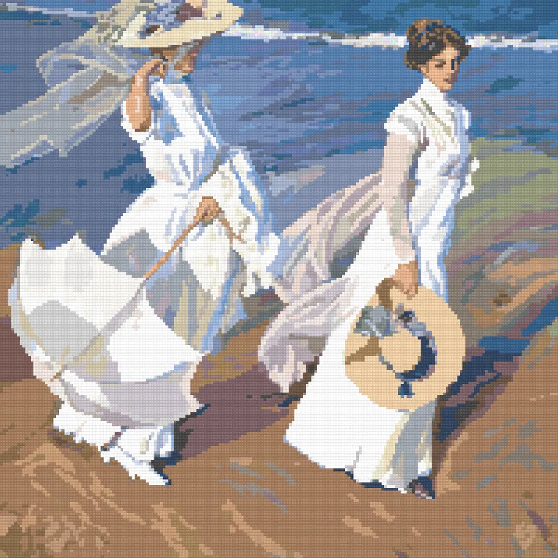 Walk on the Beach by Sorolla, 50x50 cm diamond painting – finished design preview