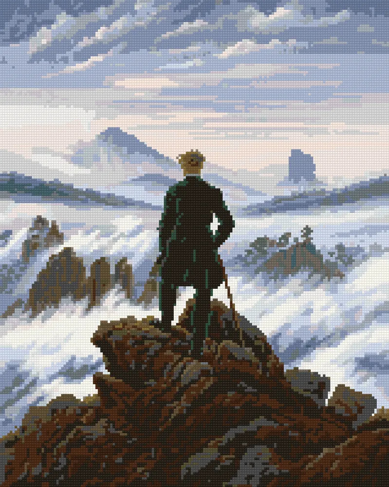Wanderer above the Sea of Fog by Caspar David Friedrich, 40x50 cm diamond painting – finished design preview