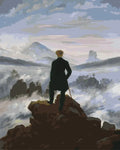 Thumbnail for Paint by numbers of Friedrich's painting showing a man standing on a rocky summit above a sea of fog.