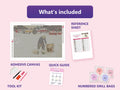 Thumbnail for What is included in the Washing on the Ice by Halonen diamond painting kit - adhesive canvas, reference sheet, tools and numbered drill bags