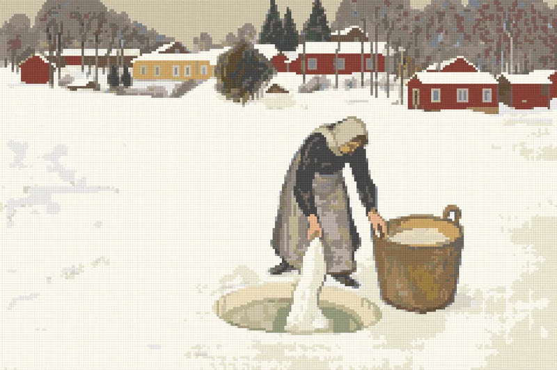 Washing on the Ice by Halonen, 60x40 cm diamond painting – finished design preview