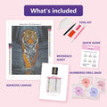 Thumbnail for Water Tiger 30x40cm diamond painting kit contents: adhesive canvas, color chart, tools and diamond bags