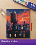 Thumbnail for Finished paint by numbers mockup - Water Tower at Sunset 40x50cm