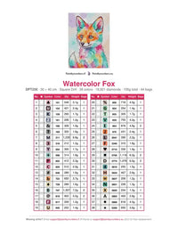 Thumbnail for Watercolor Fox diamond painting color chart – 38 DMC colors