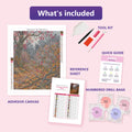 Thumbnail for What is included in the Waxwings in Autumn Forest diamond painting kit - adhesive canvas, reference sheet, tools and numbered drill bags