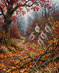 Thumbnail for Waxwings in Autumn Forest, 40x50 cm diamond painting – full design preview without the close-up inset
