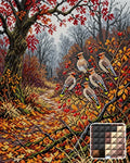 Thumbnail for Waxwings in Autumn Forest, 40x50 cm diamond painting – finished design preview with a close-up of square drills