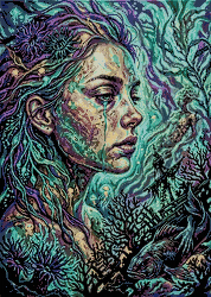 Diamond painting pattern chart - Weeping Woman