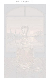 Thumbnail for Paint by numbers numbered canvas - Whiskey Decanter and Sunset 40x70cm