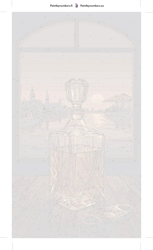 Paint by numbers numbered canvas - Whiskey Decanter and Sunset 40x70cm