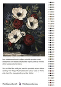 Thumbnail for Paint color chart and instructions - White Anemones and Red Roses 40x50cm