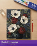 Thumbnail for Finished paint by numbers mockup - White Anemones and Red Roses 40x50cm