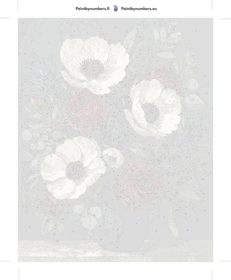 Paint by numbers numbered canvas - White Anemones and Red Roses 40x50cm