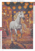Thumbnail for White Horse in Festival diamond painting adhesive canvas 40x60cm