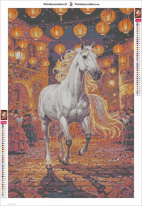 Thumbnail for White Horse in Festival diamond painting adhesive canvas 40x60cm
