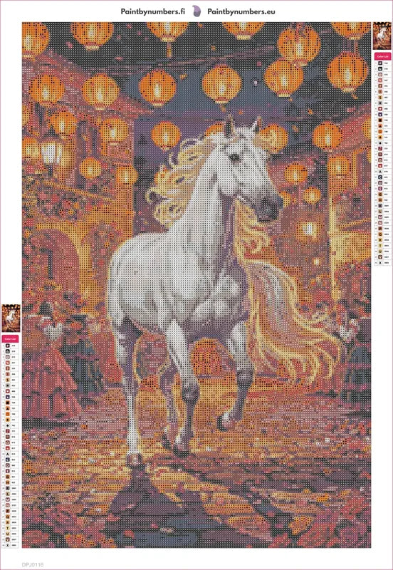 White Horse in Festival diamond painting adhesive canvas 40x60cm