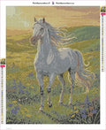 Thumbnail for White Horse in Meadow diamond painting adhesive canvas 40x50cm