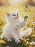 Thumbnail for Diamond Pattern - White Kitten and Butterfly