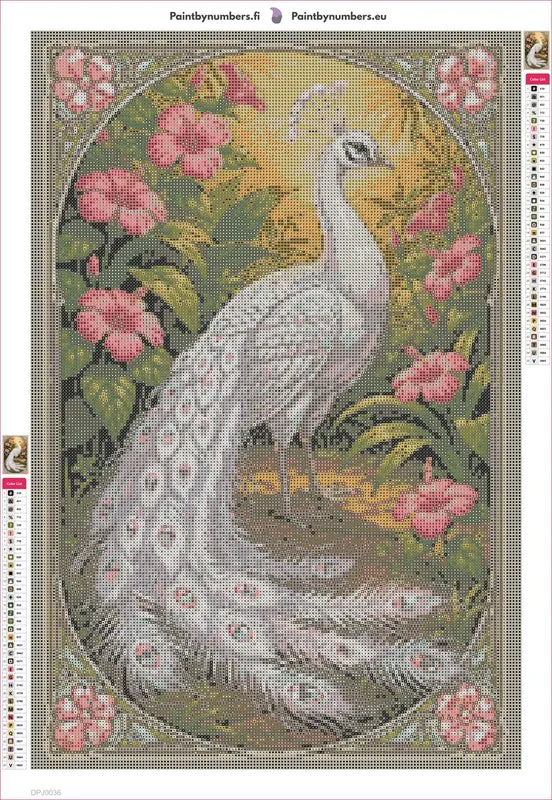 White Peacock Frame diamond painting adhesive canvas 40x60cm